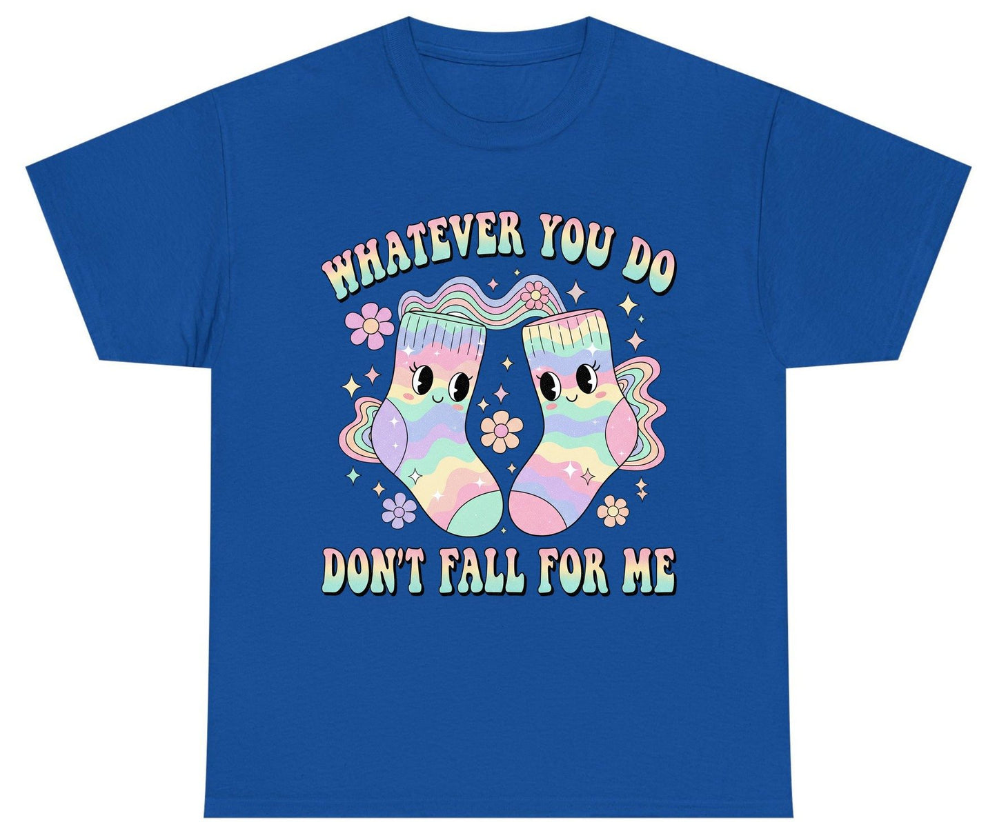 Whatever You Do Don't Fall for Me funny socks Youth T-Shirt Royal product mockup