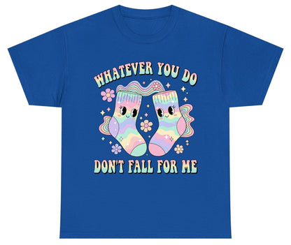 Whatever You Do Don't Fall for Me funny socks Youth T-Shirt Royal product mockup