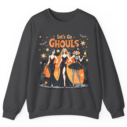 Let's Go Ghouls Halloween women Sweatshirt Dark Heather product mockup