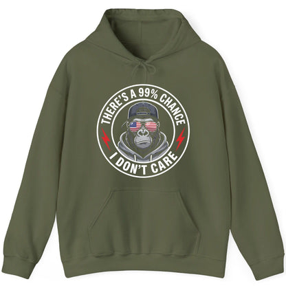 There's a 99% Chance I Don't Care sarcastic gorilla Hoodie Military Green product mockup