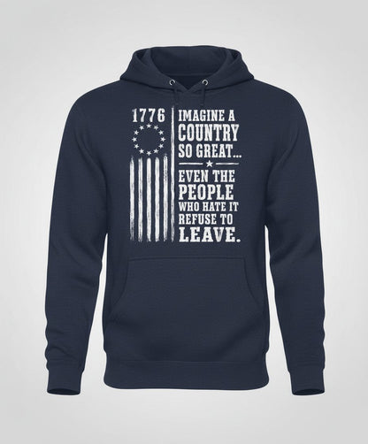Imagine a Country So Great Patriotic Funny Patriotism Hoodie - product mockup - Navy