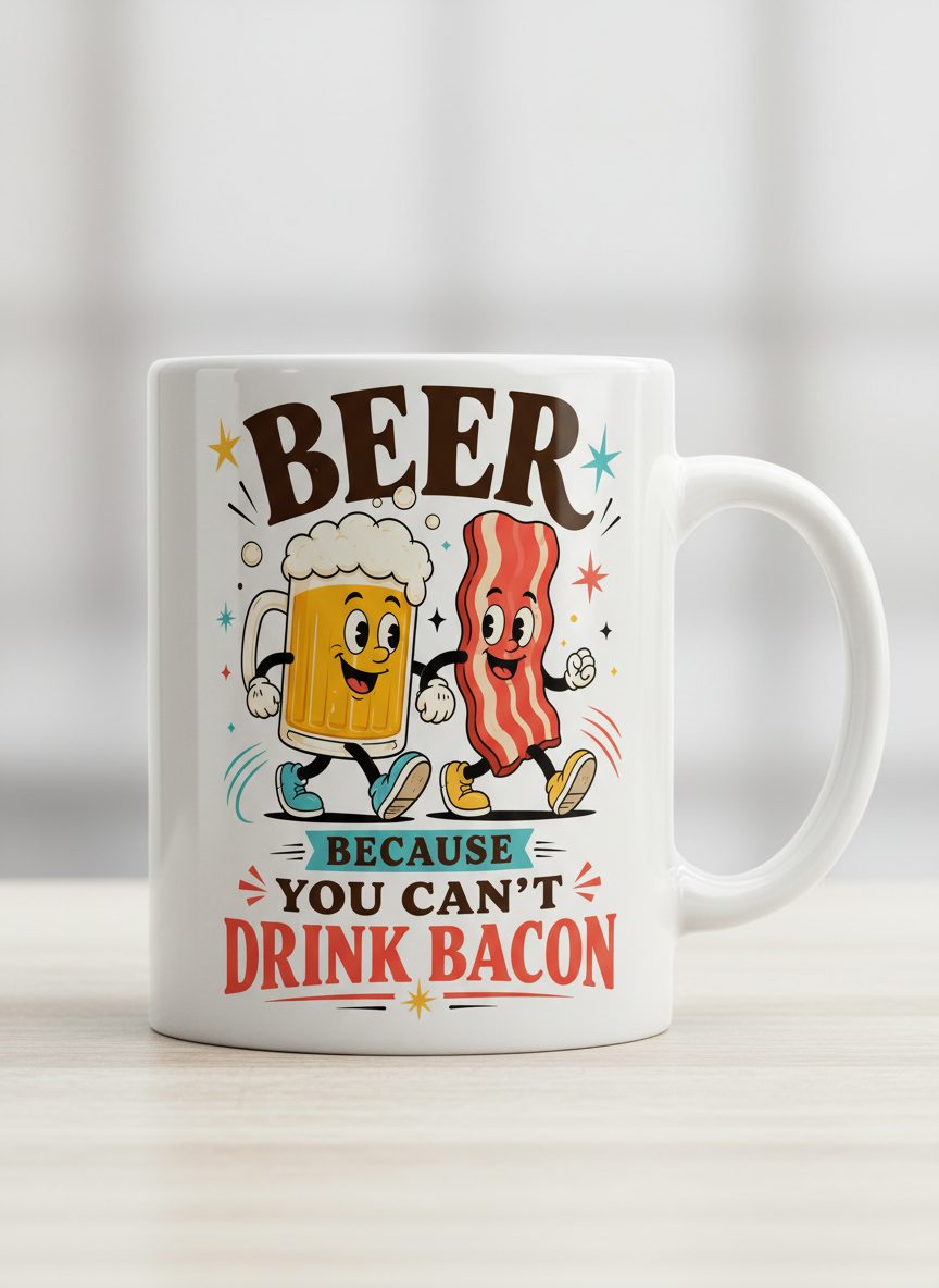 You Can't Drink Bacon Beer and Funny Lovers White - product mockup - White
