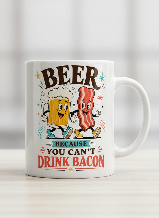 You Can't Drink Bacon Beer and Funny Lovers White - product mockup - White