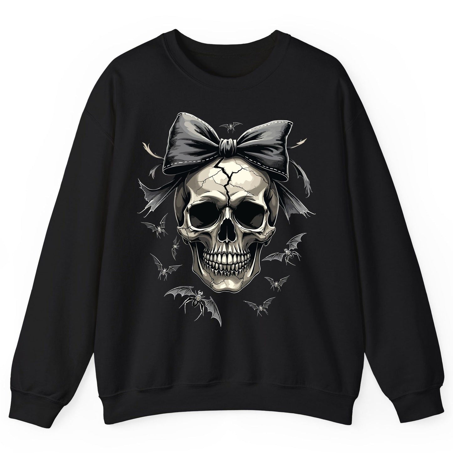 Gothic Skull with Bow gothic skull Sweatshirt Black product mockup