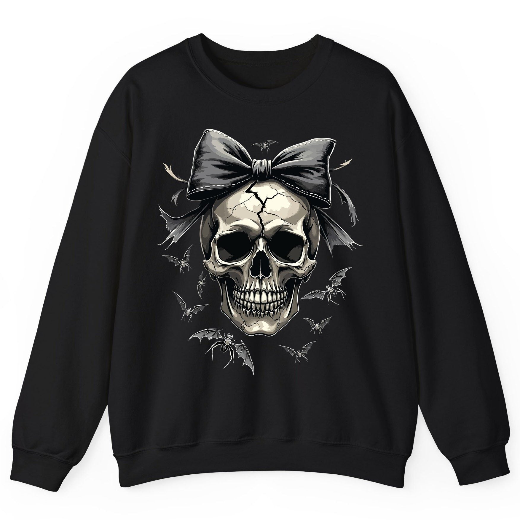 Gothic Skull with Bow gothic skull Sweatshirt Black product mockup