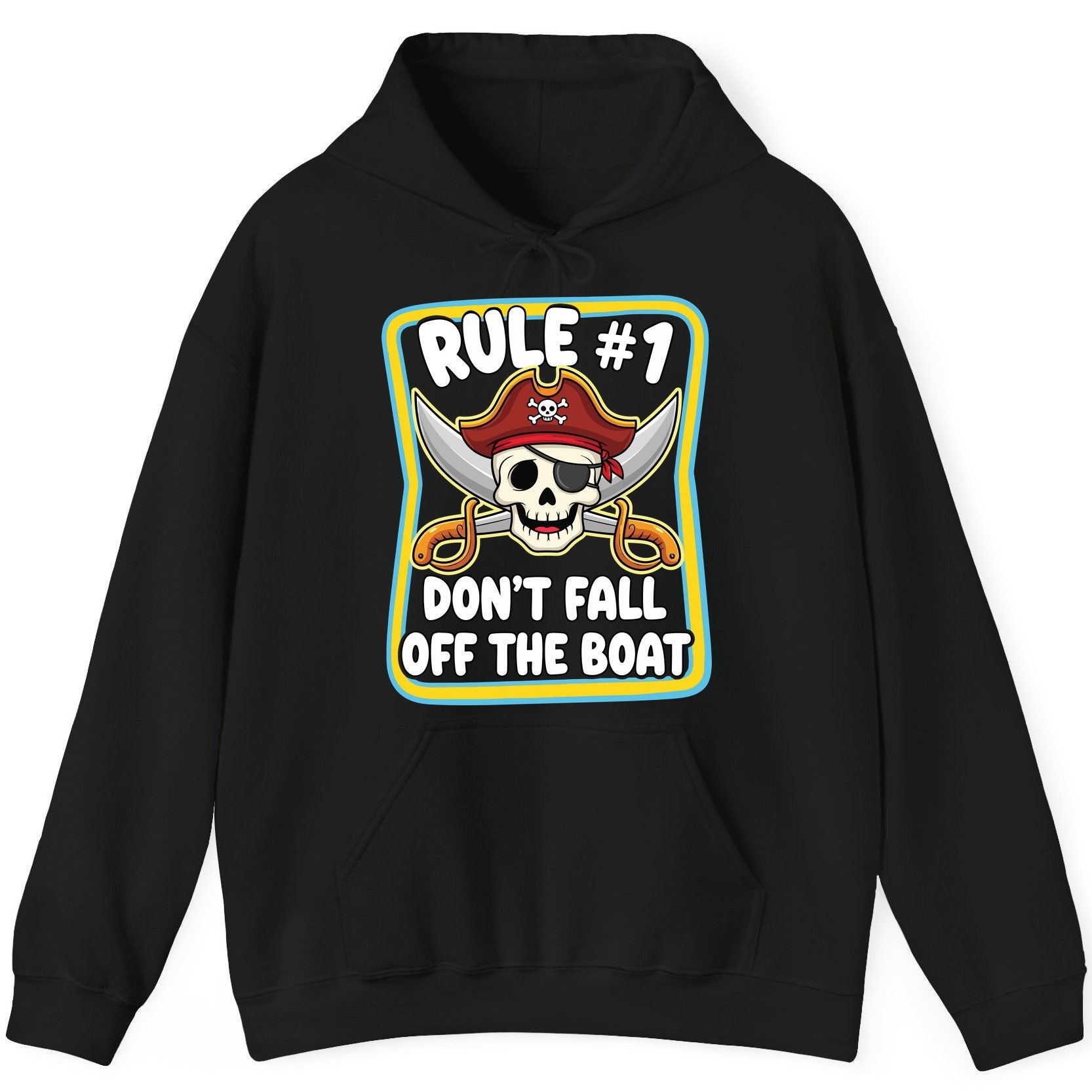 Rule 1 Don't Fall Off the Boat pirate Hoodie Black product mockup