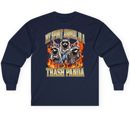 My Spirit Animal Is a Trash Panda raccoon Long Sleeve Tee Navy product mockup