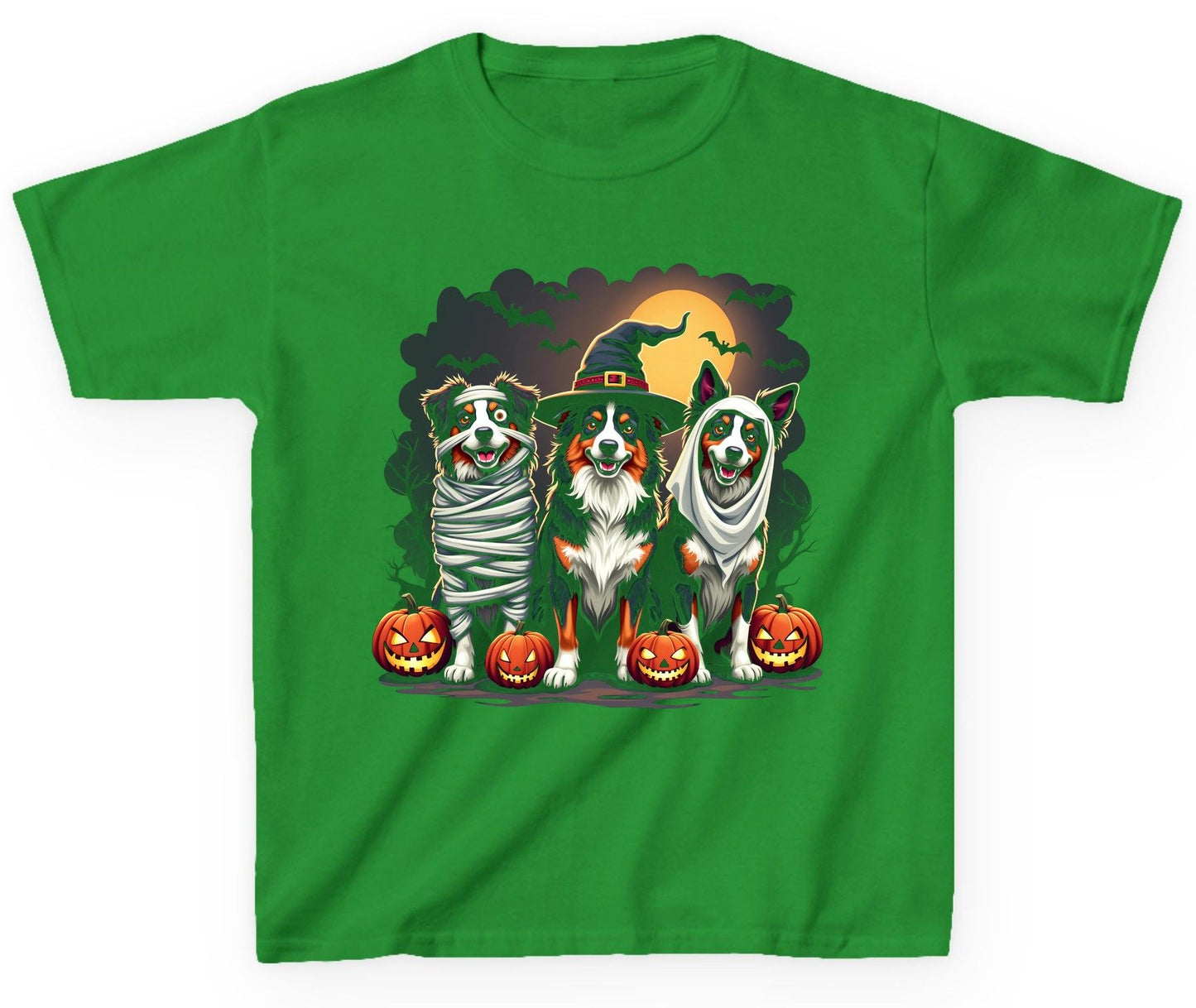 Australian Shepherd Halloween Dogs australian shepherd dogs Youth T-Shirt Irish Green product mockup
