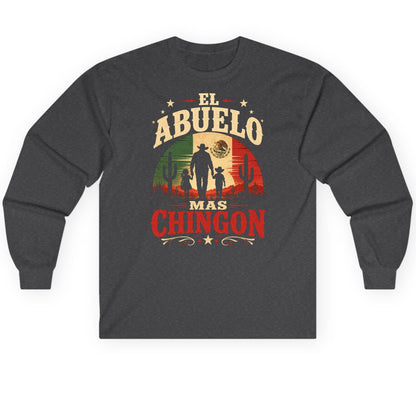 El Abuelo Mas Chingon mexican grandfather Long Sleeve Tee Dark Heather product mockup