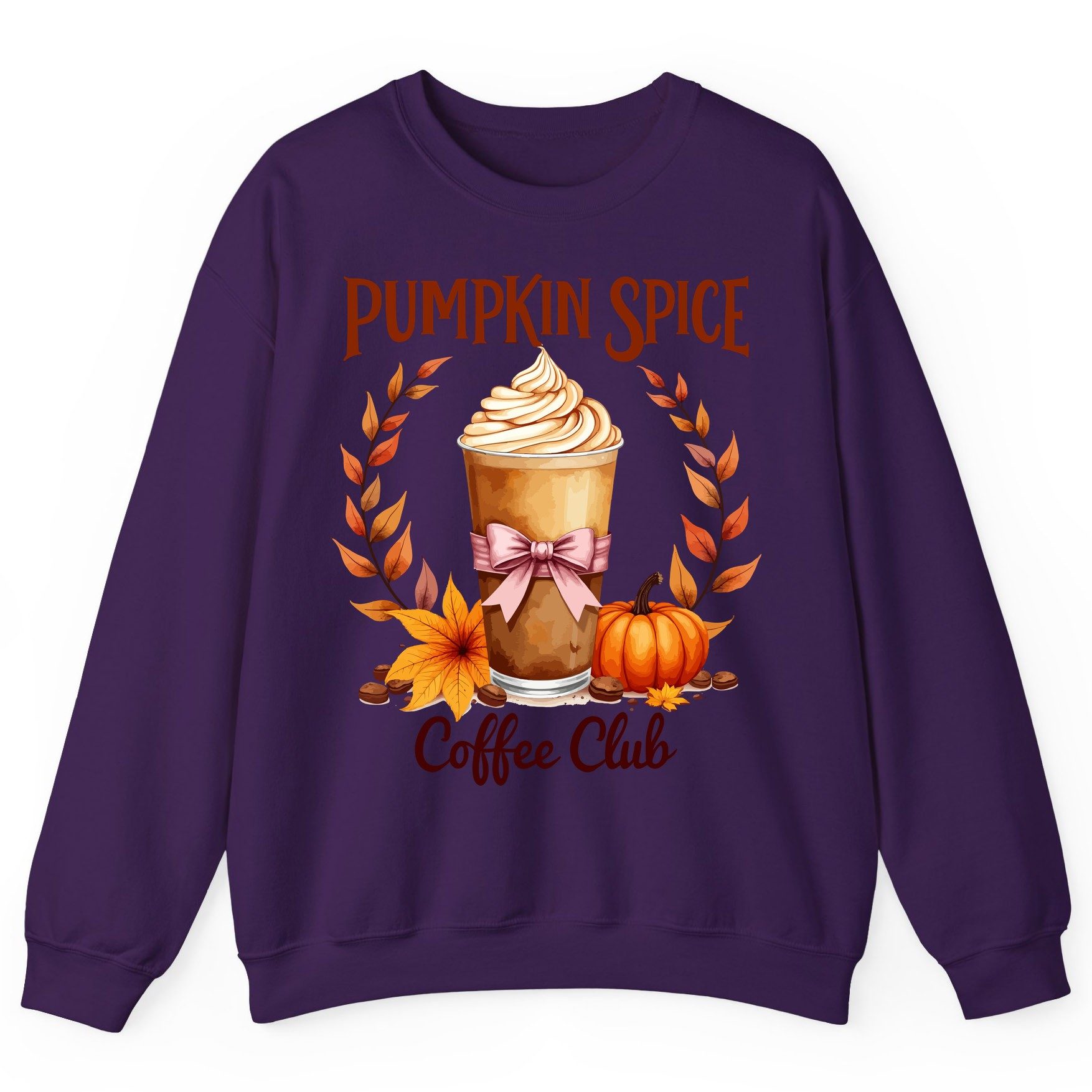 Pumpkin Spice Coffee Club pumpkin spice latte Sweatshirt Purple product mockup