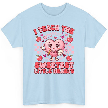 I Teach the Sweetest Little Hearts teaching T-Shirt Light Blue product mockup
