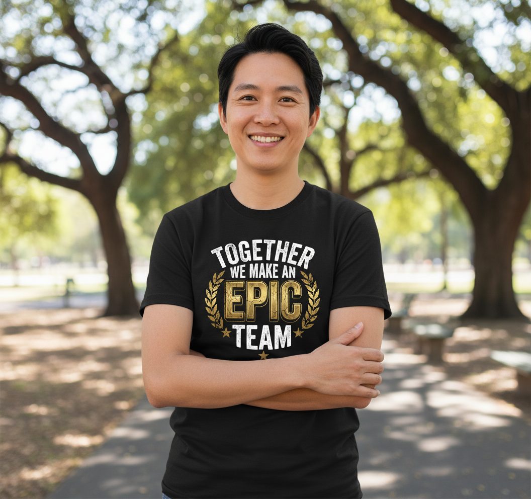 Together We Make an Epic Team teamwork T-Shirt Black lifestyle mockup