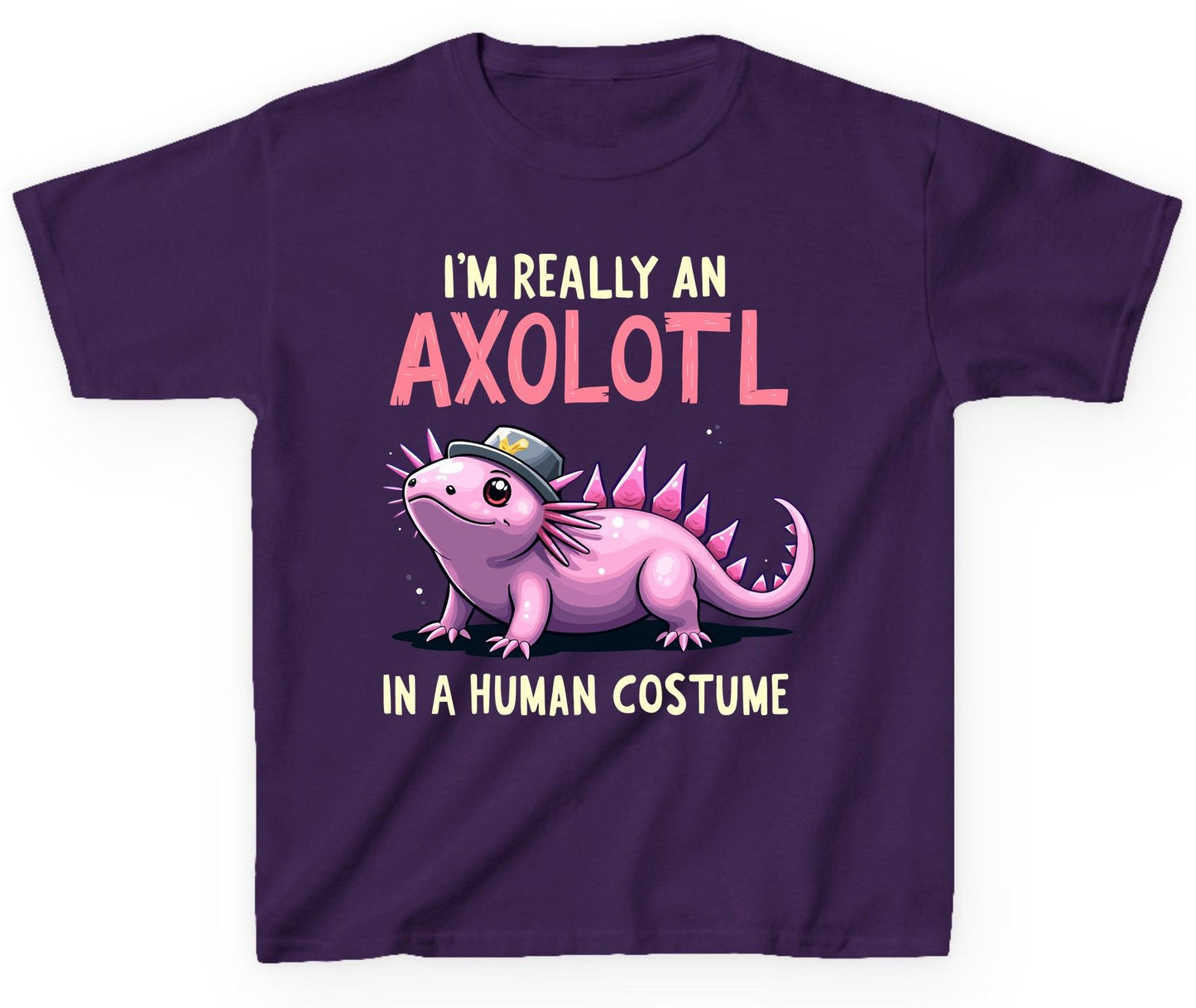 I'm Really an Axolotl in a Human Costume axolotl Youth T-Shirt Purple product mockup