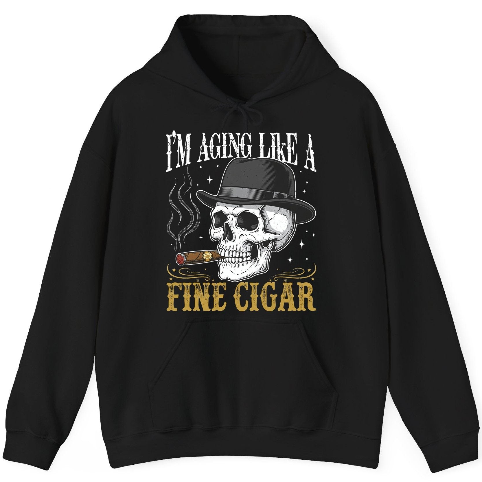 I'm Aging Like a Fine Cigar smoking skull Hoodie Black product mockup