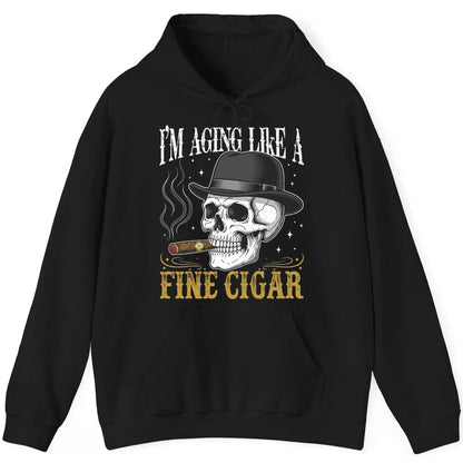 I'm Aging Like a Fine Cigar smoking skull Hoodie Black product mockup
