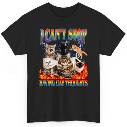 I Can't Stop Having Gay Thoughts cats T-Shirt Black product mockup