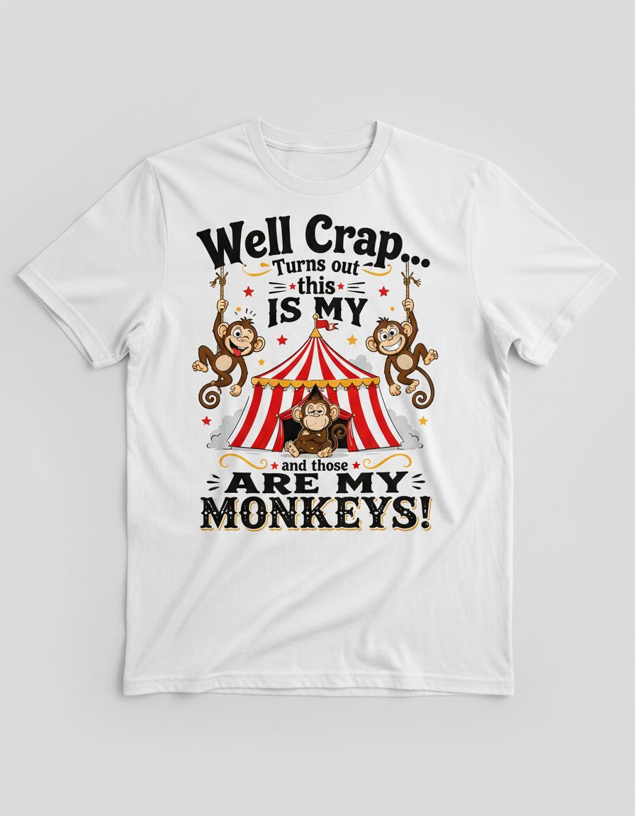Well Crap Turns Out This IS MY CIRCUS and Those ARE MY Monkeys T-Shirt - product mockup - White