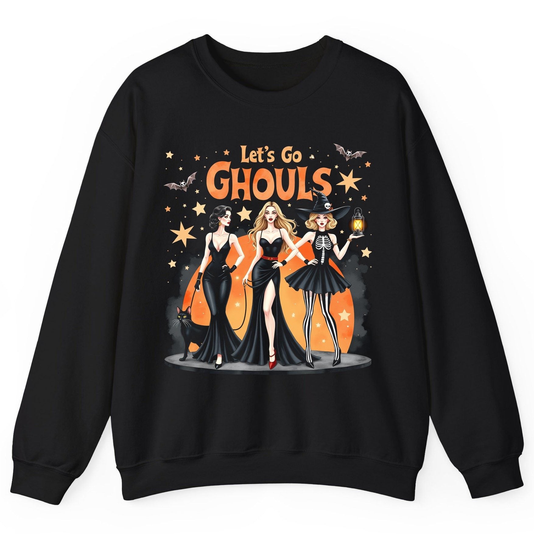Let's Go Ghouls Halloween women Sweatshirt Black product mockup