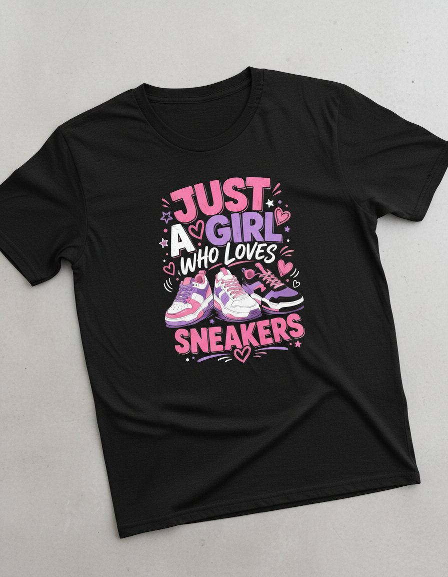 Sneakers Sneakerhead Girls T-Shirt - product mockup - Black