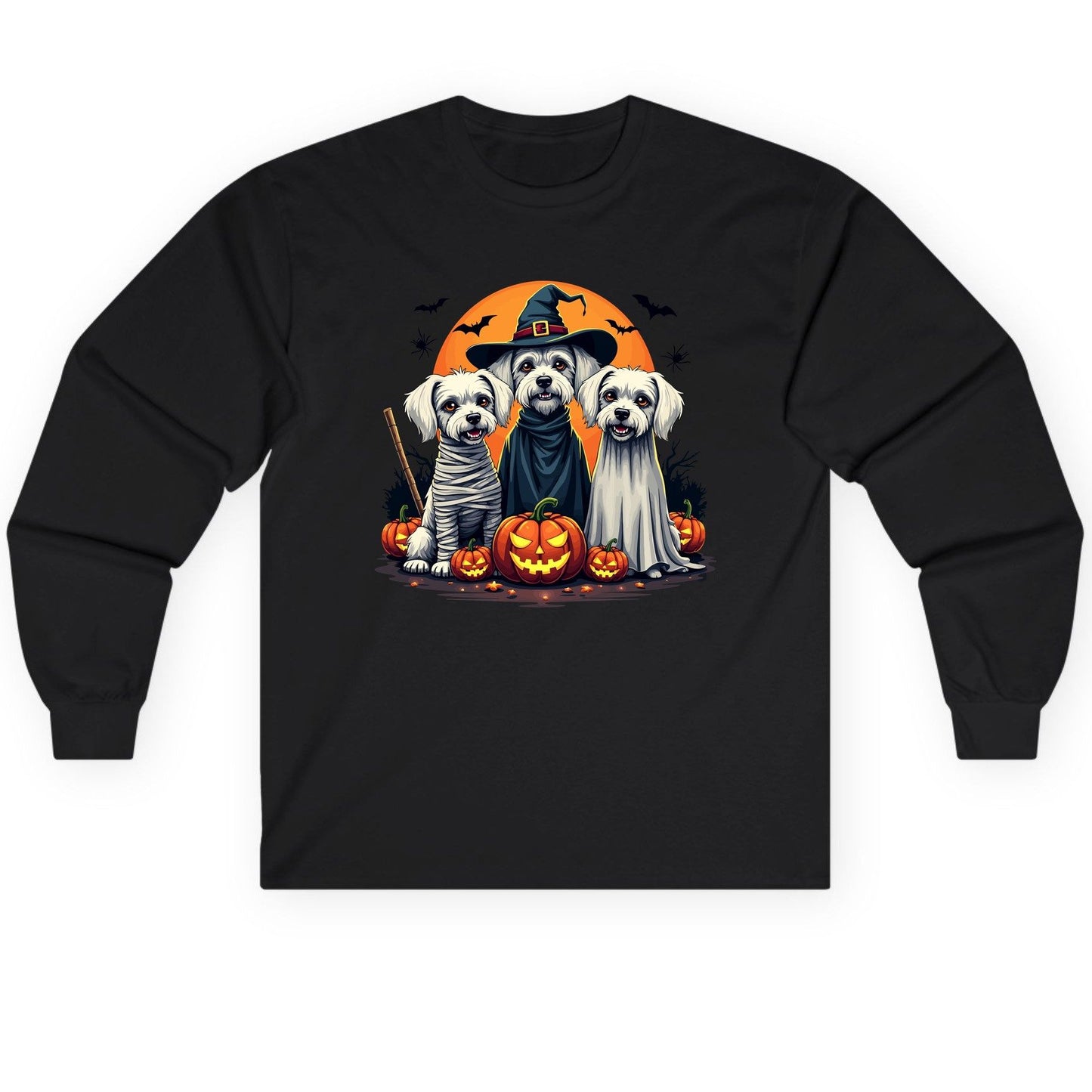 Halloween Dogs Costumes Halloween dogs Long Sleeve Tee Black product mockup
