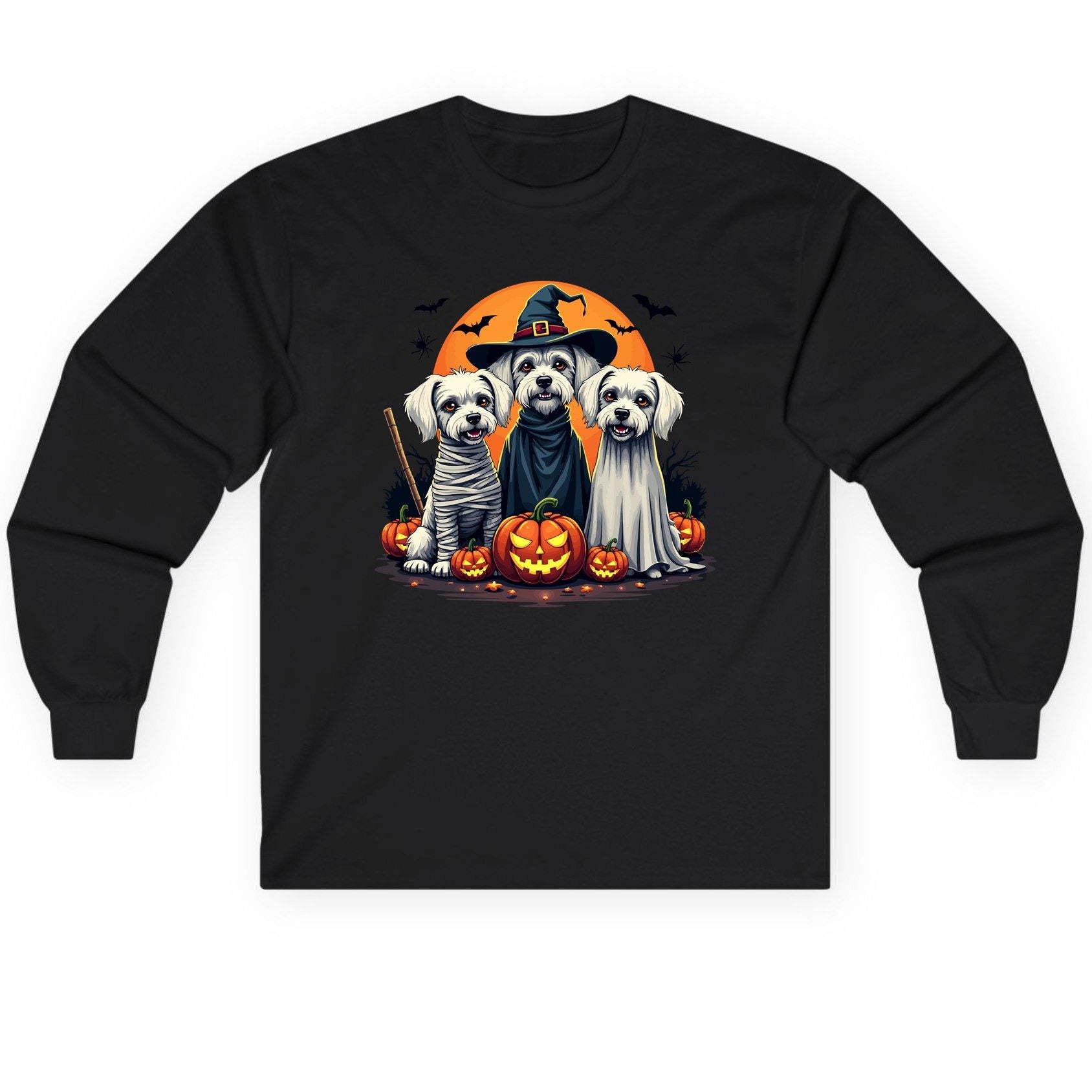 Halloween Dogs Costumes Halloween dogs Long Sleeve Tee Black product mockup