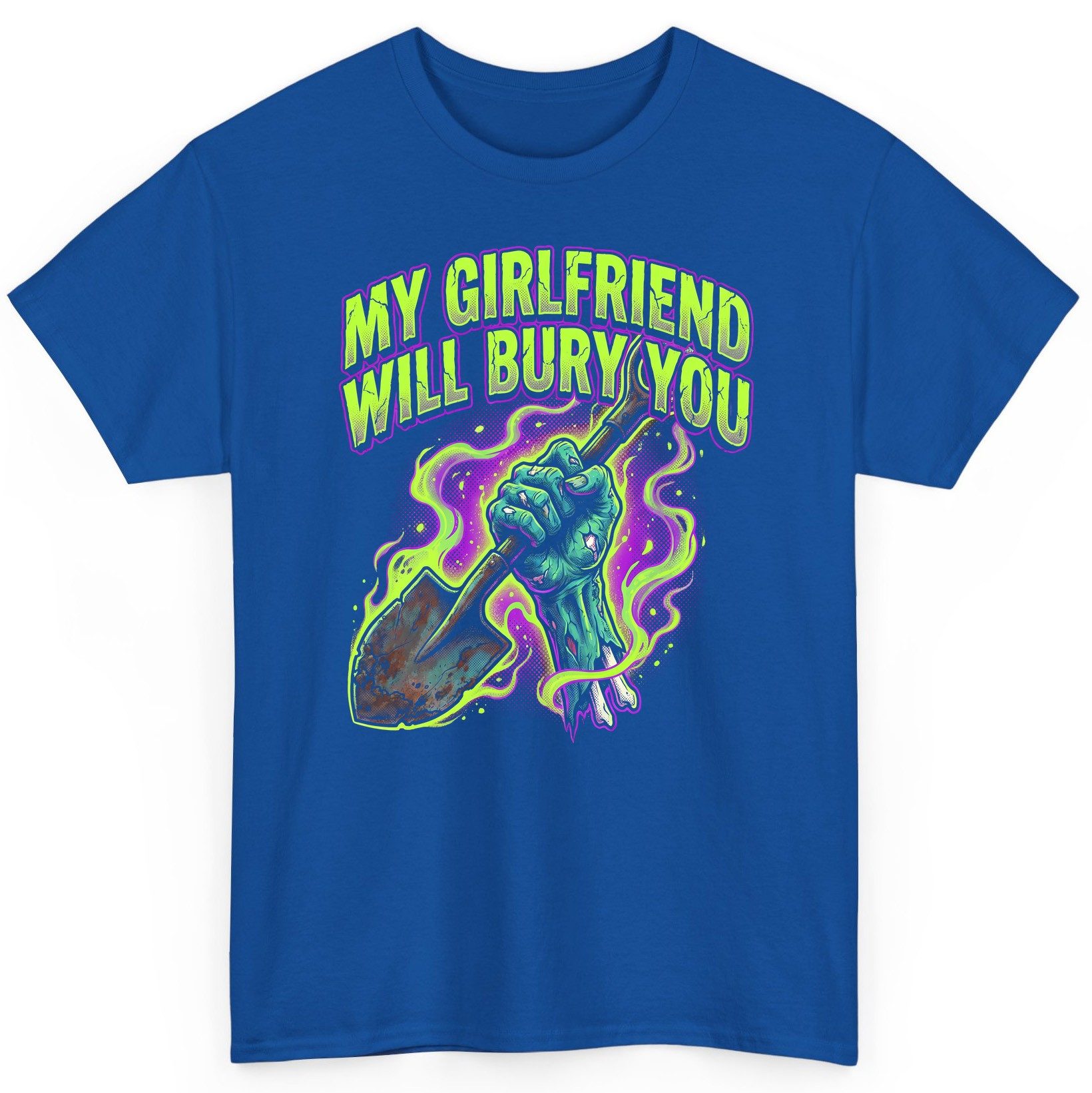 My Girlfriend Will Bury You zombie T-Shirt Royal product mockup