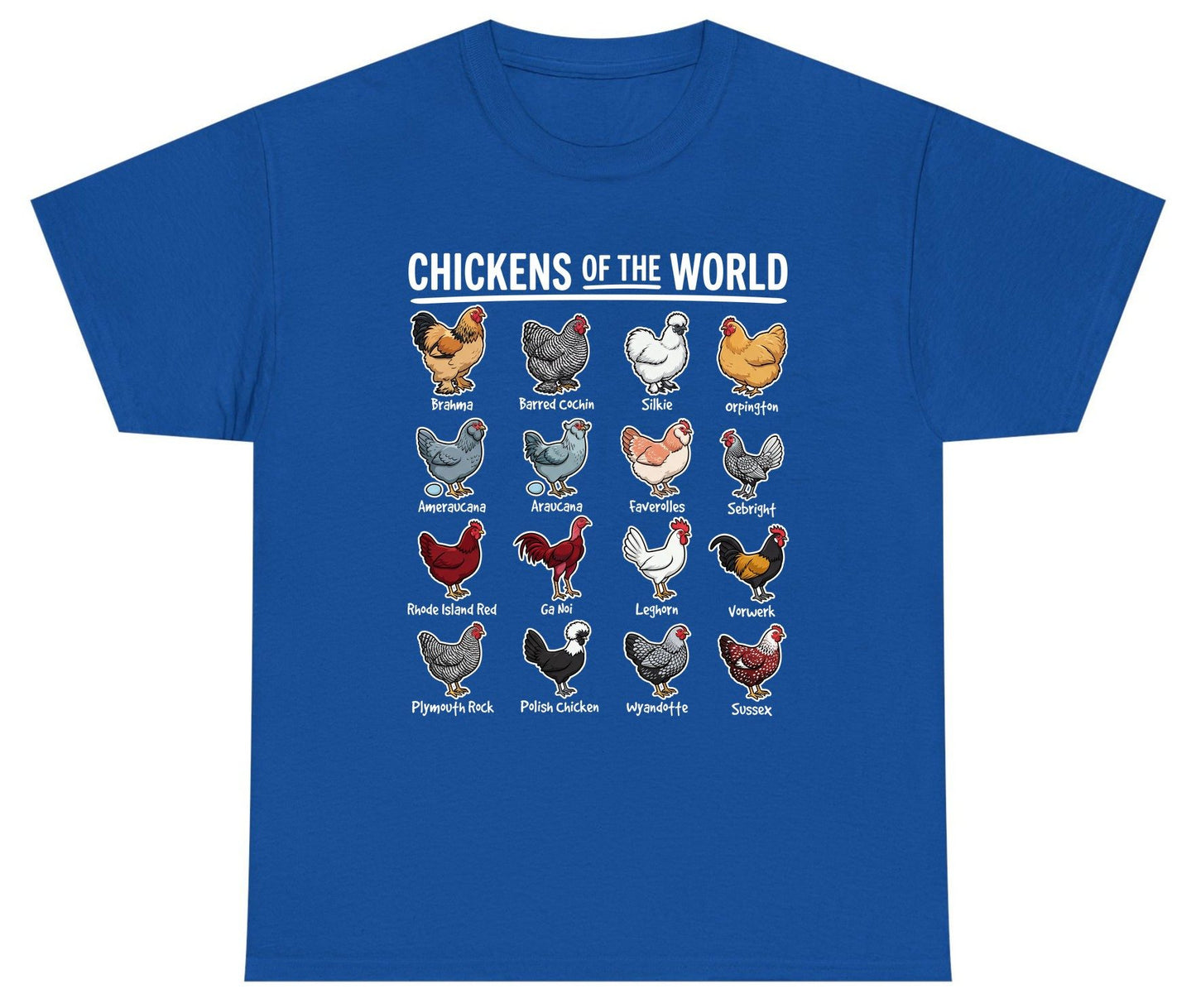 Chickens of the World chicken breeds Youth T-Shirt Royal product mockup