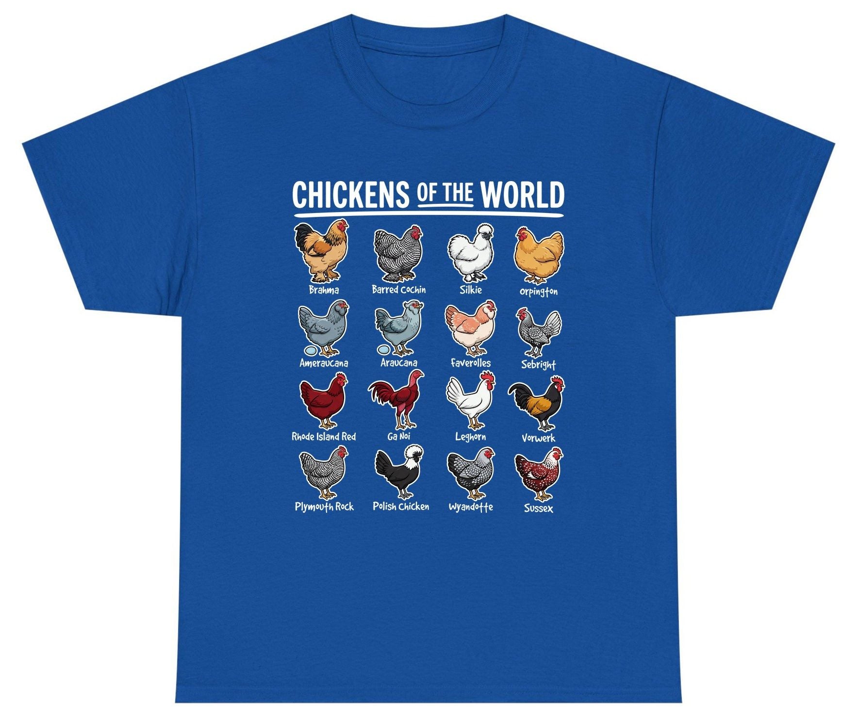 Chickens of the World chicken breeds Youth T-Shirt Royal product mockup