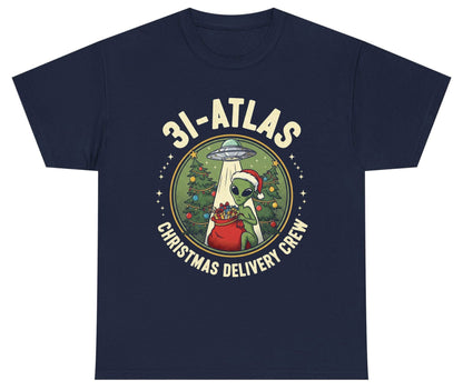 31-Atlas Christmas Delivery Crew alien Christmas Youth T-Shirt Navy product mockup