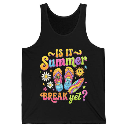 Is It Summer Break Yet Retro Vacation Tank Top - product mockup - Black