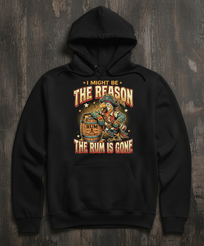 I Might Be The Reason The Rum Is Gone Pirate Parrot Hoodie - Black