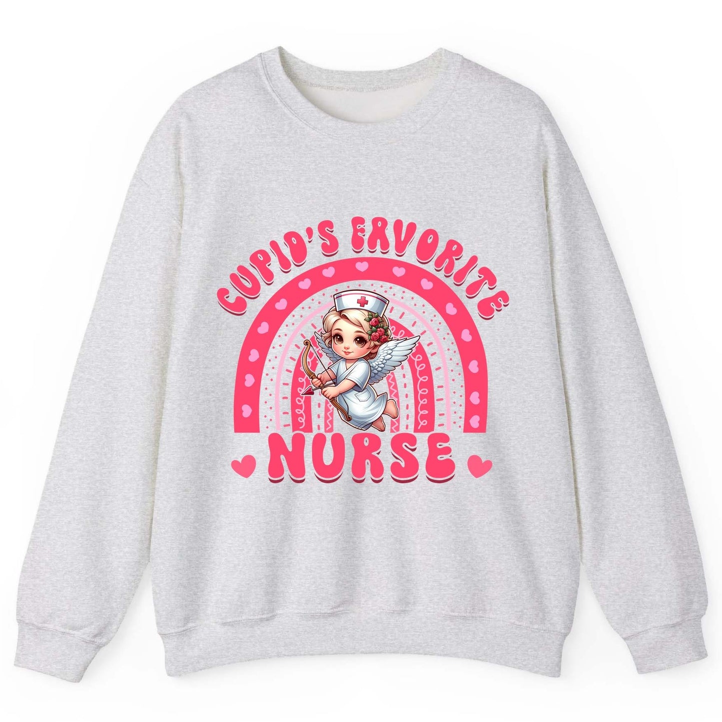 Cupid's Favorite Nurse nurse Sweatshirt Ash product mockup