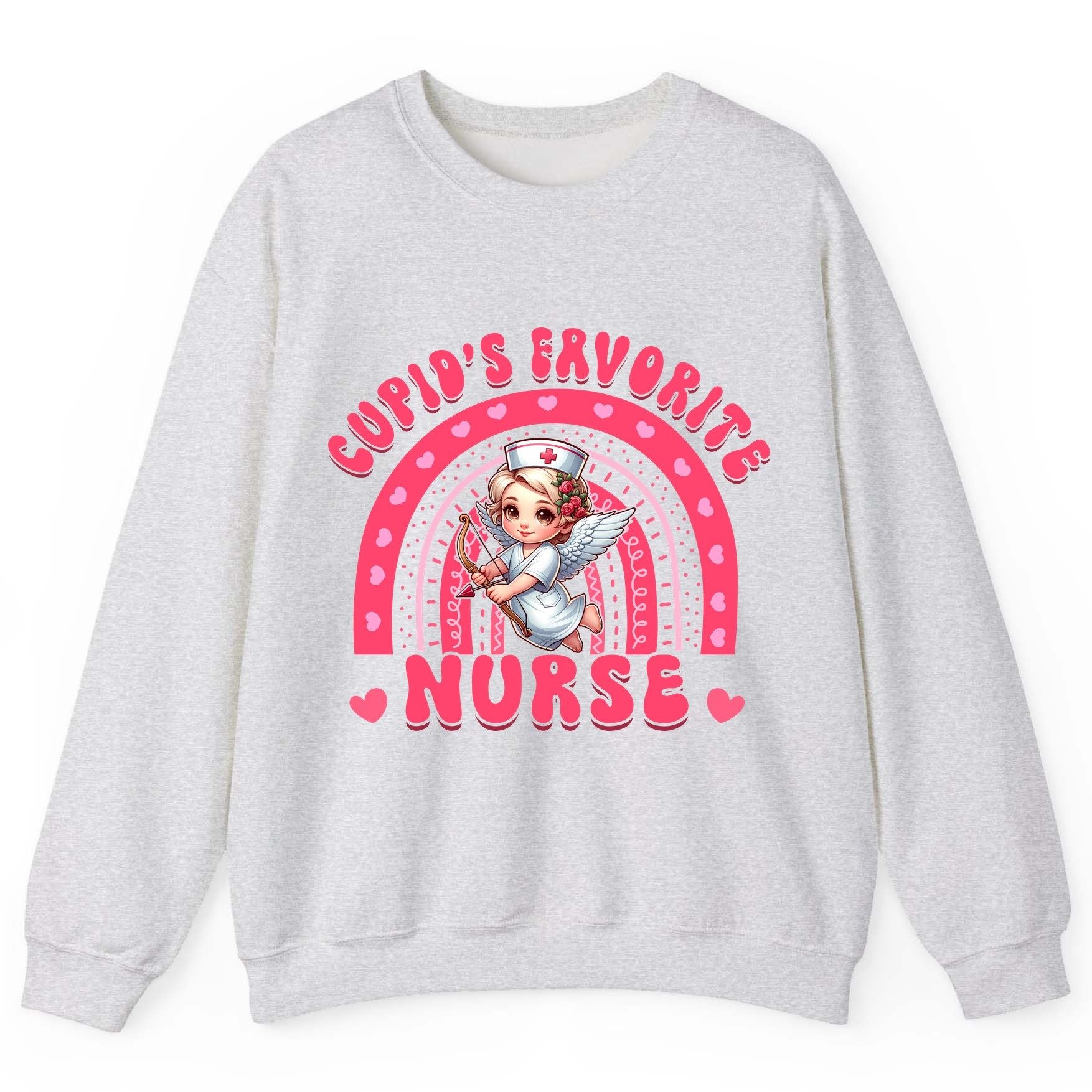 Cupid's Favorite Nurse nurse Sweatshirt Ash product mockup
