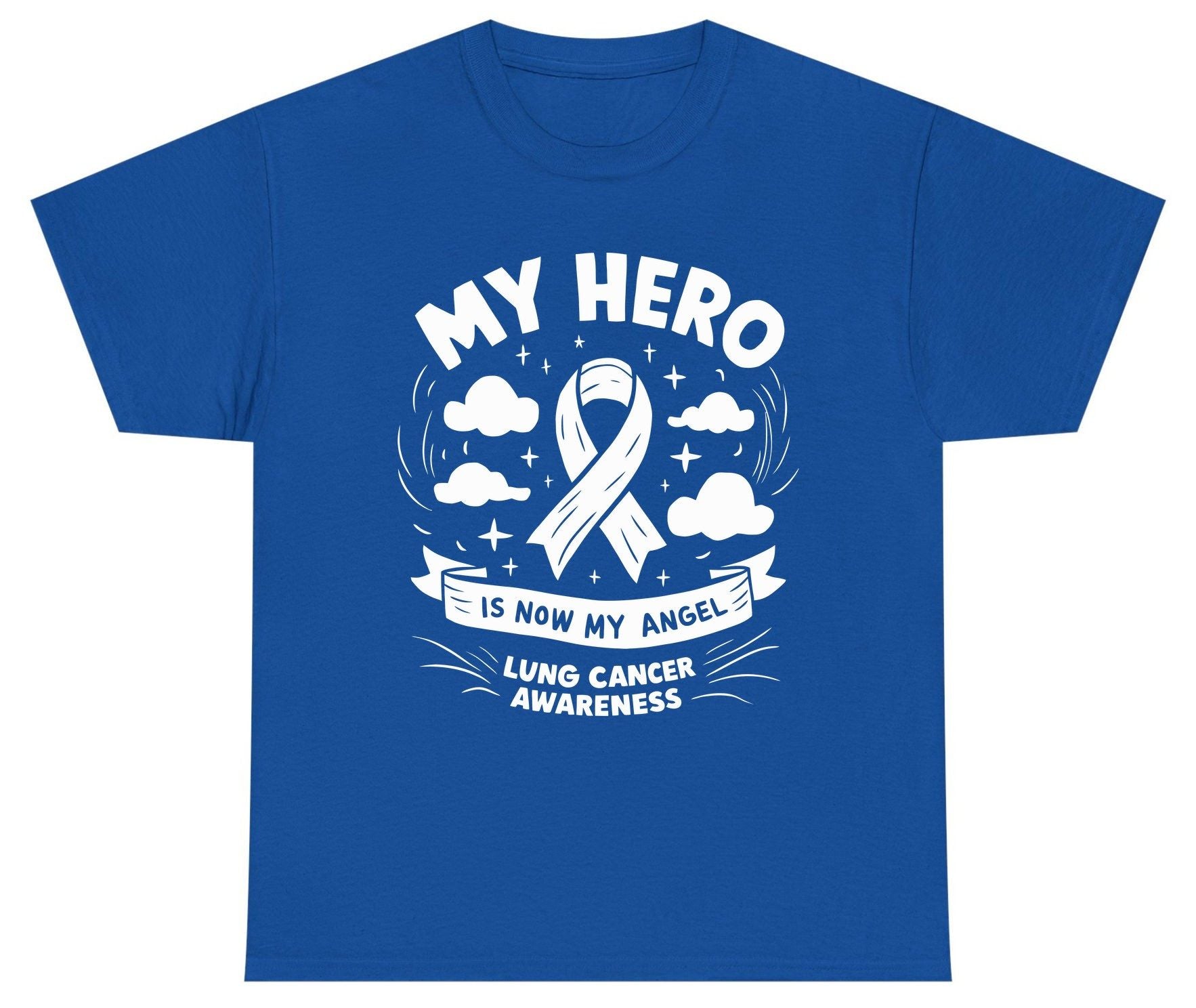 My Hero Is Now My Angel Lung Cancer Awareness lung cancer awareness Youth T-Shirt Royal product mockup