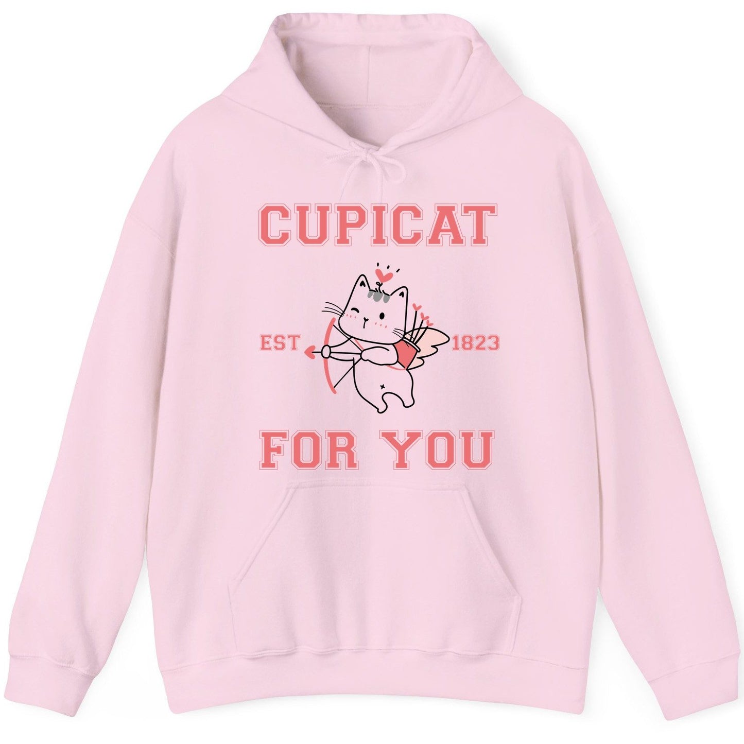 Cupicat Est 1823 for You cupid cat Hoodie Light Pink product mockup