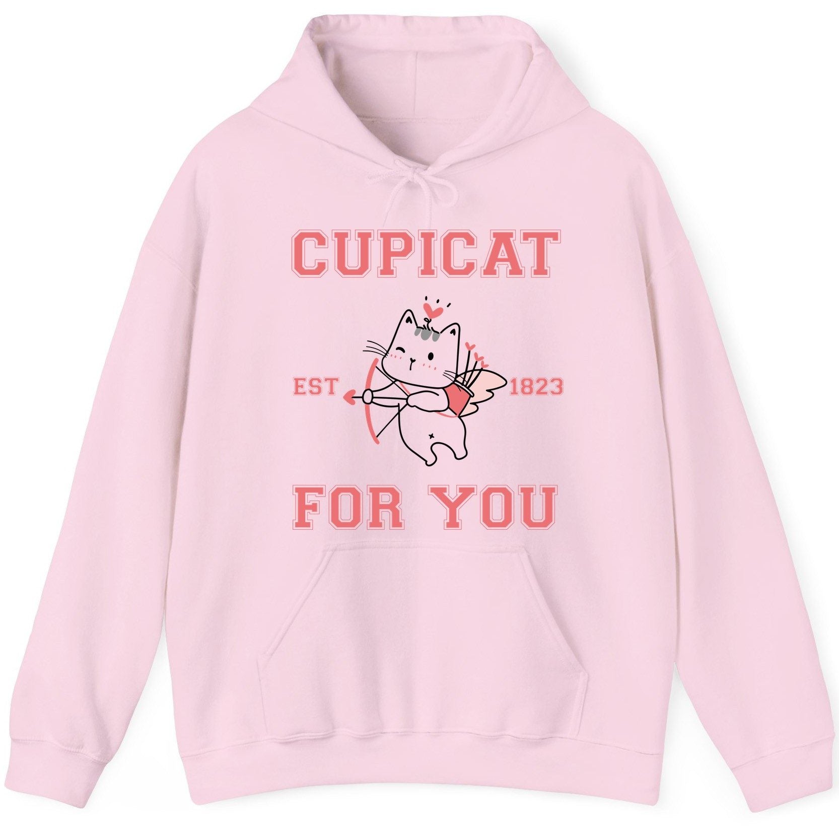 Cupicat Est 1823 for You cupid cat Hoodie Light Pink product mockup