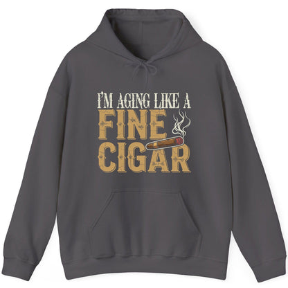 I'm Aging Like a Fine Cigar cigar smoking Hoodie Charcoal product mockup