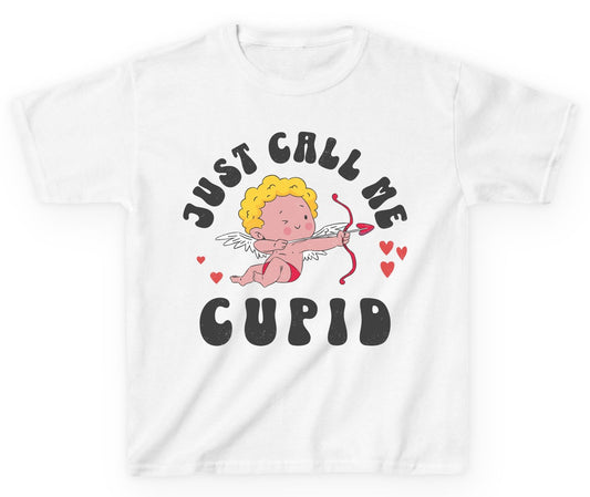 Just Call Me Cupid cupid Youth T-Shirt White product mockup