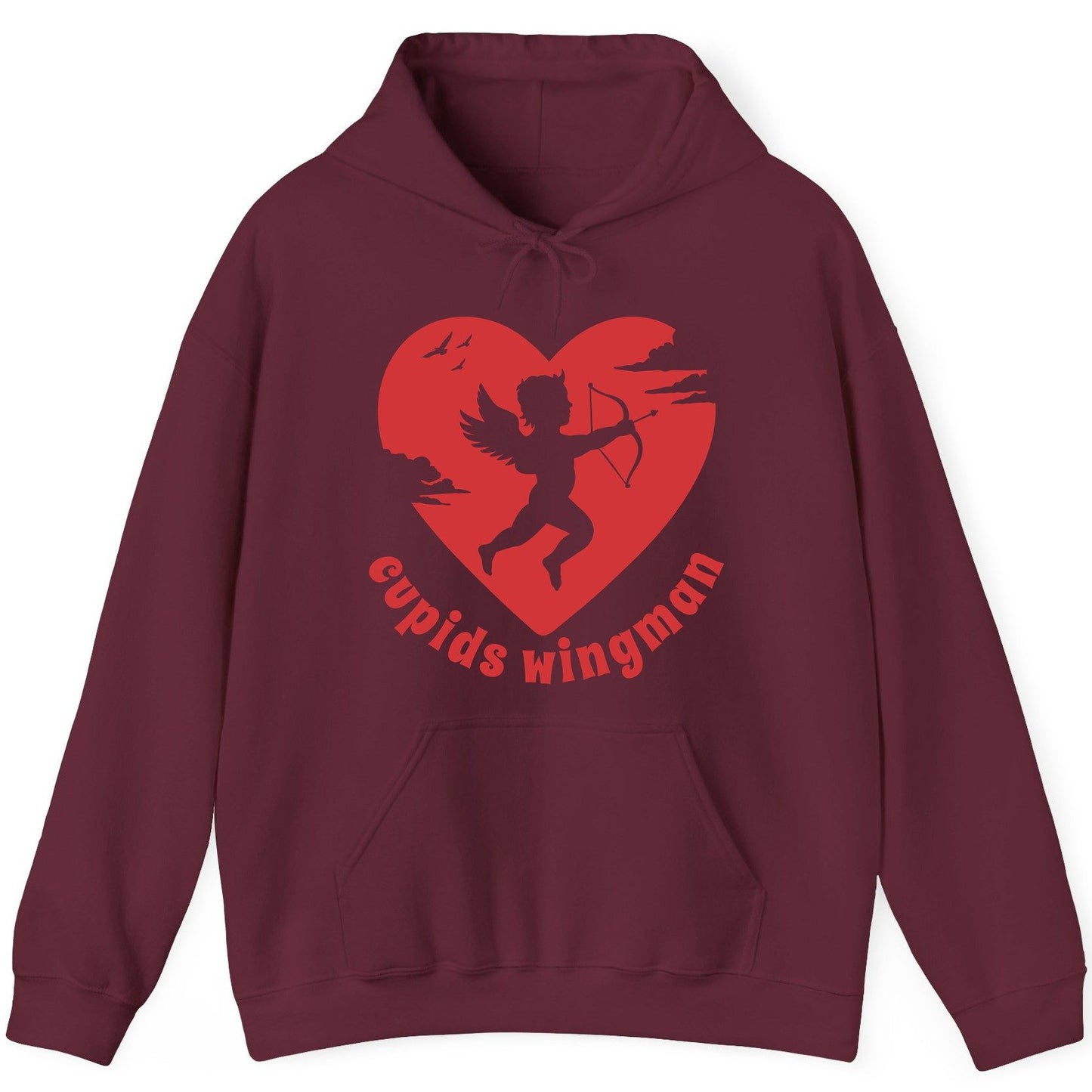 Cupids Wingman cupid Hoodie Maroon product mockup