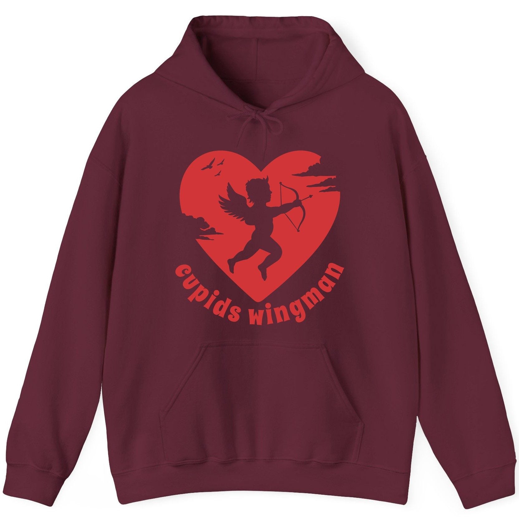 Cupids Wingman cupid Hoodie Maroon product mockup