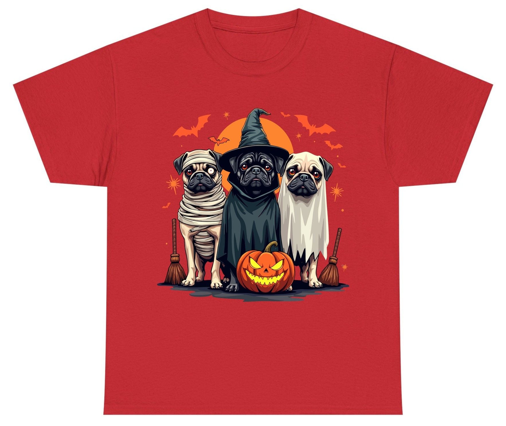 Halloween Pugs Costumes pugs Youth T-Shirt Red product mockup