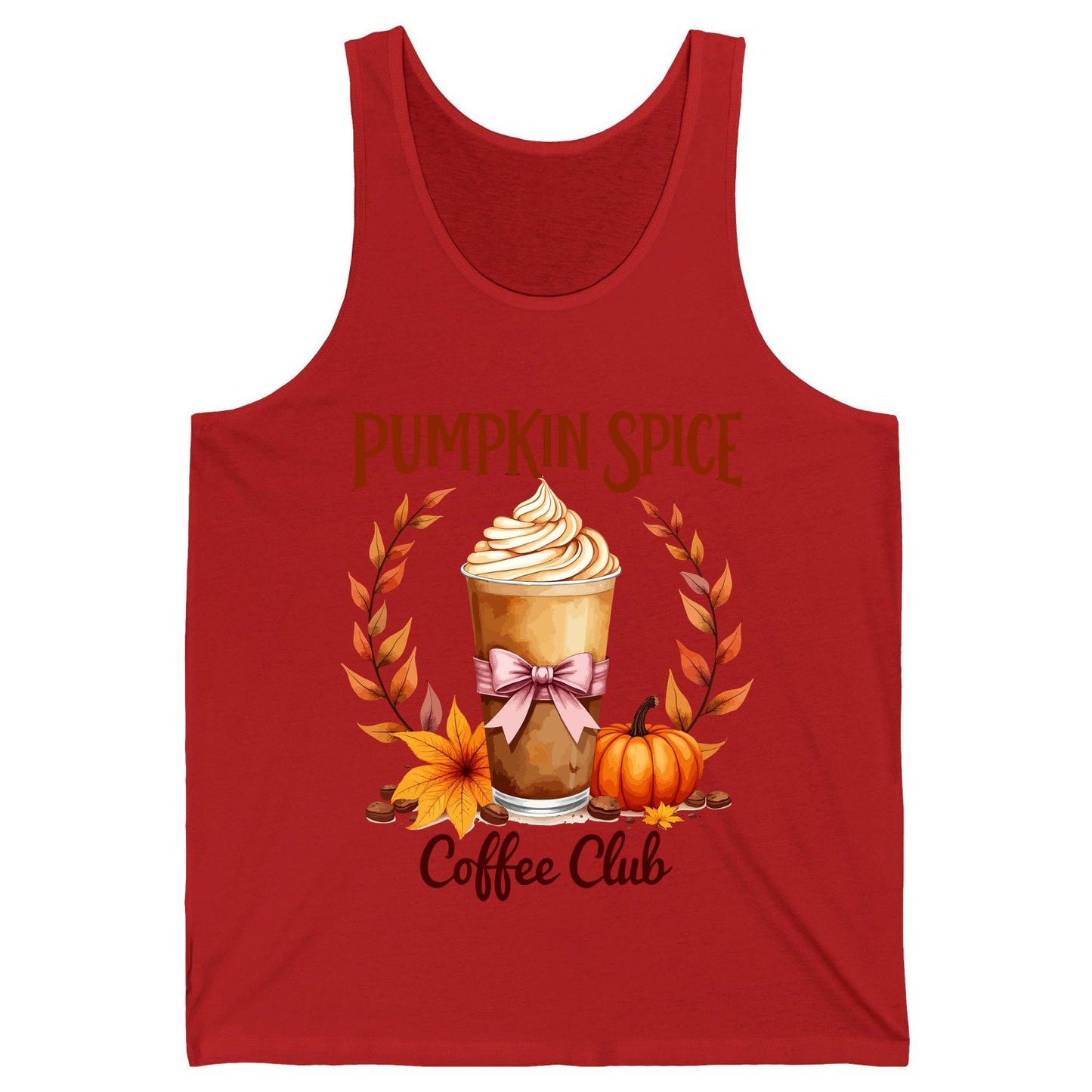 Pumpkin Spice Coffee Club pumpkin spice latte Tank Top Red product mockup
