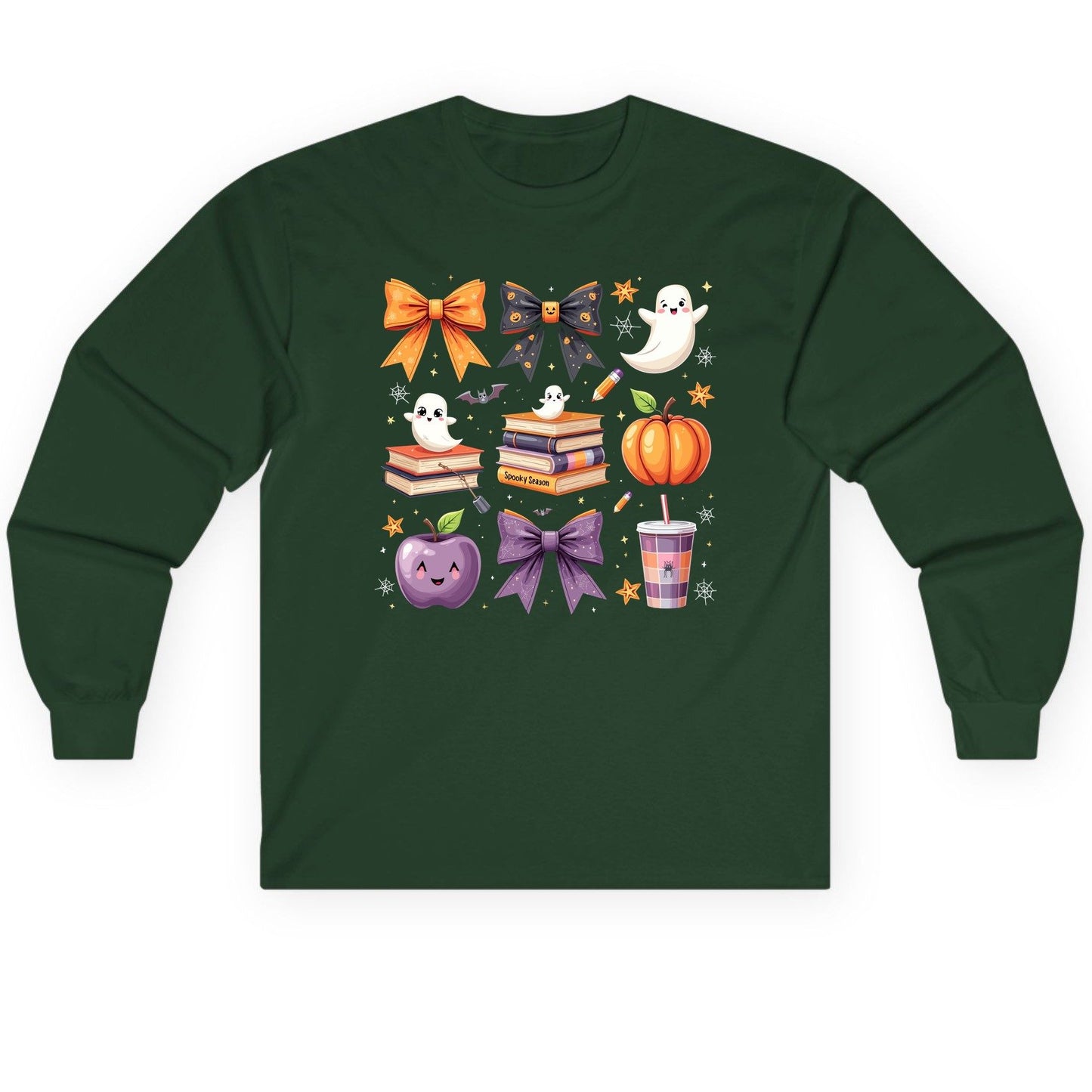 Spooky Season Halloween Long Sleeve Tee Forest Green product mockup