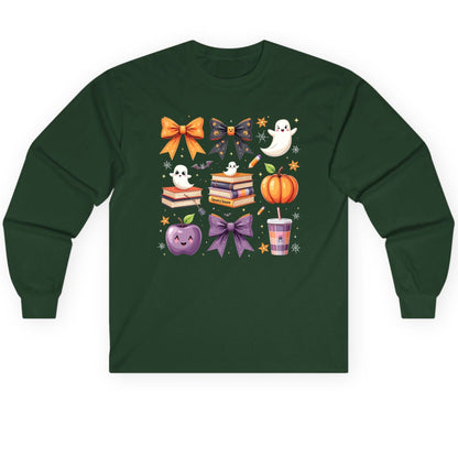 Spooky Season Halloween Long Sleeve Tee Forest Green product mockup