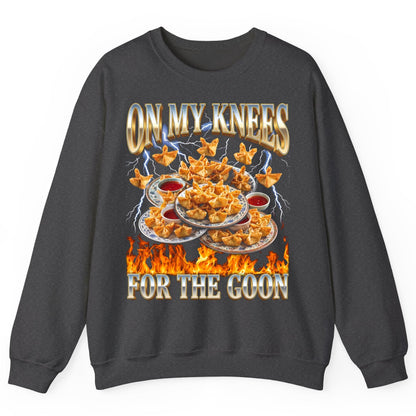 On My Knees for the Goon crab rangoon Sweatshirt Dark Heather product mockup