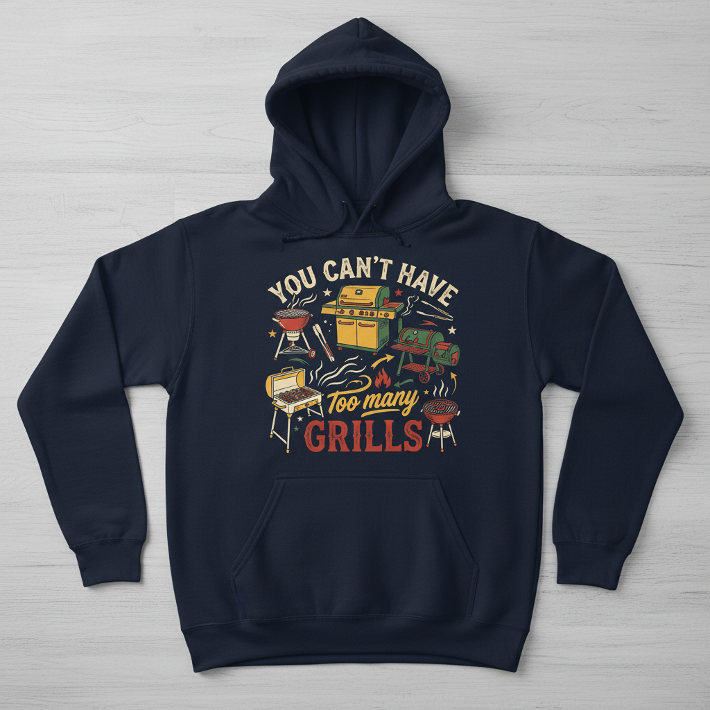 You Can't Have Too Many Grills BBQ Design Hoodie - Navy