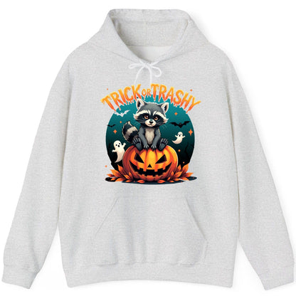 Trick or Trashy Halloween raccoon Hoodie Ash product mockup