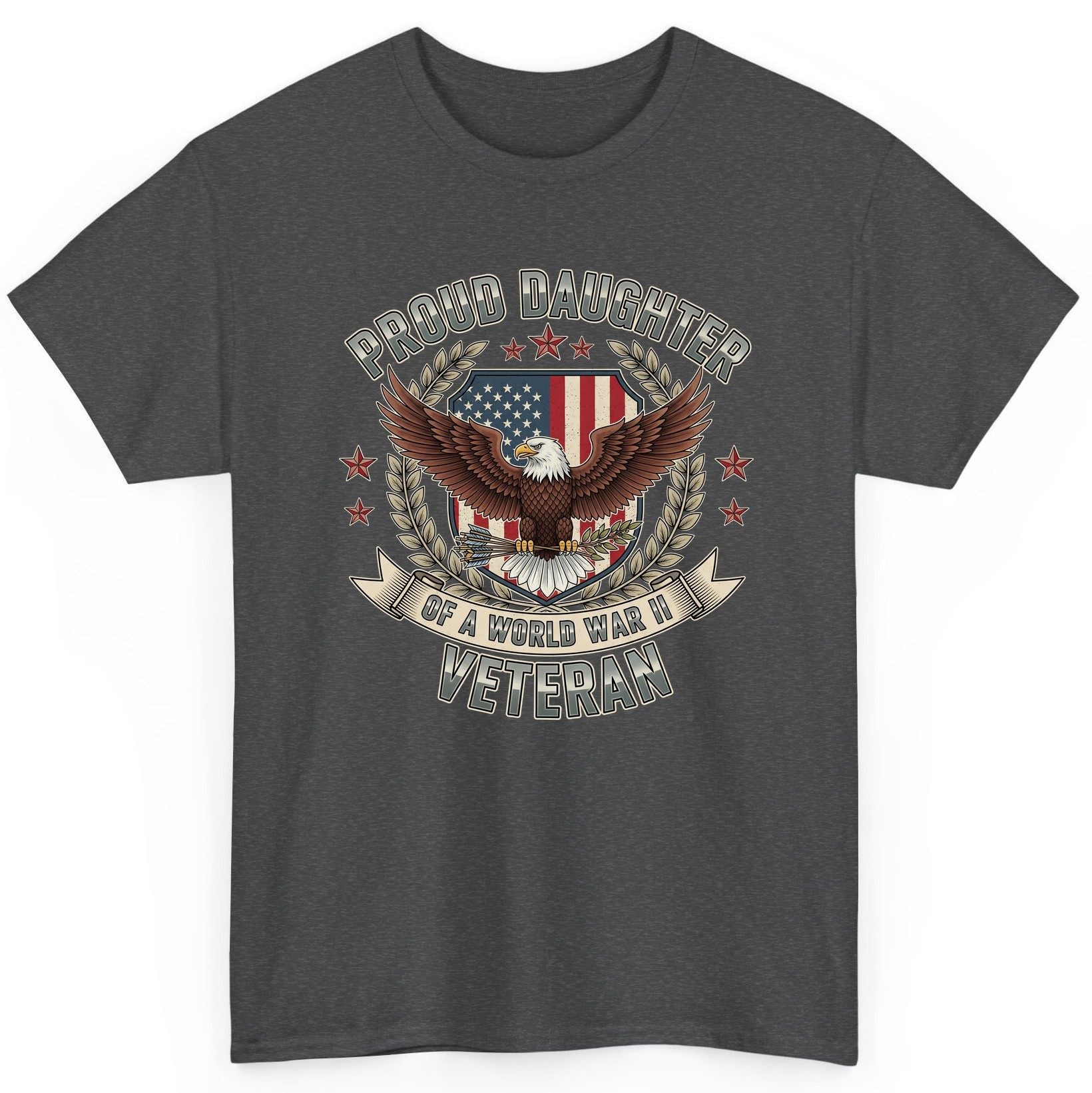 Proud Daughter of a World War Ii Veteran wwii veteran T-Shirt Dark Heather product mockup