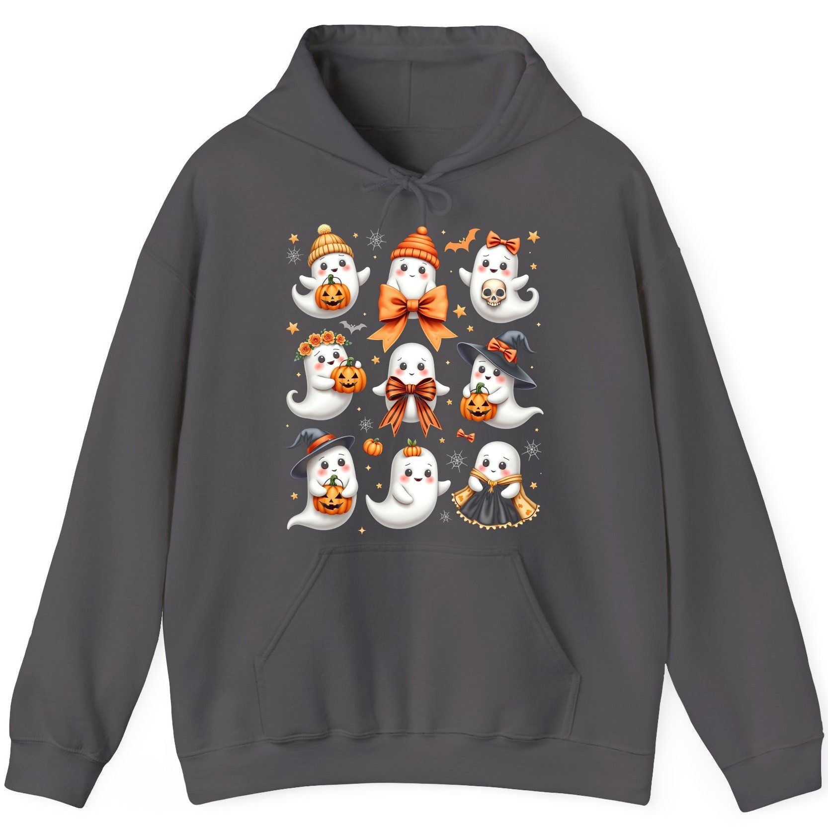 Cute Kawaii Ghosts Collection cute Halloween ghosts Hoodie Charcoal product mockup