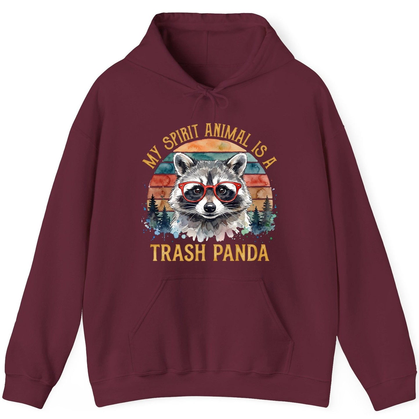 My Spirit Animal Is a Trash Panda raccoon Hoodie Maroon product mockup